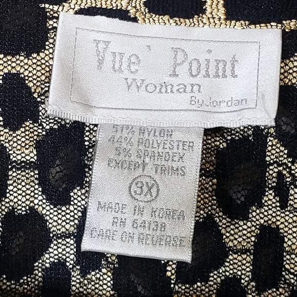 Vue' Point Woman by Jordan Vintage Cardigan Jacket Leopard Sheer Mesh Size 3X - Picture 6 of 7